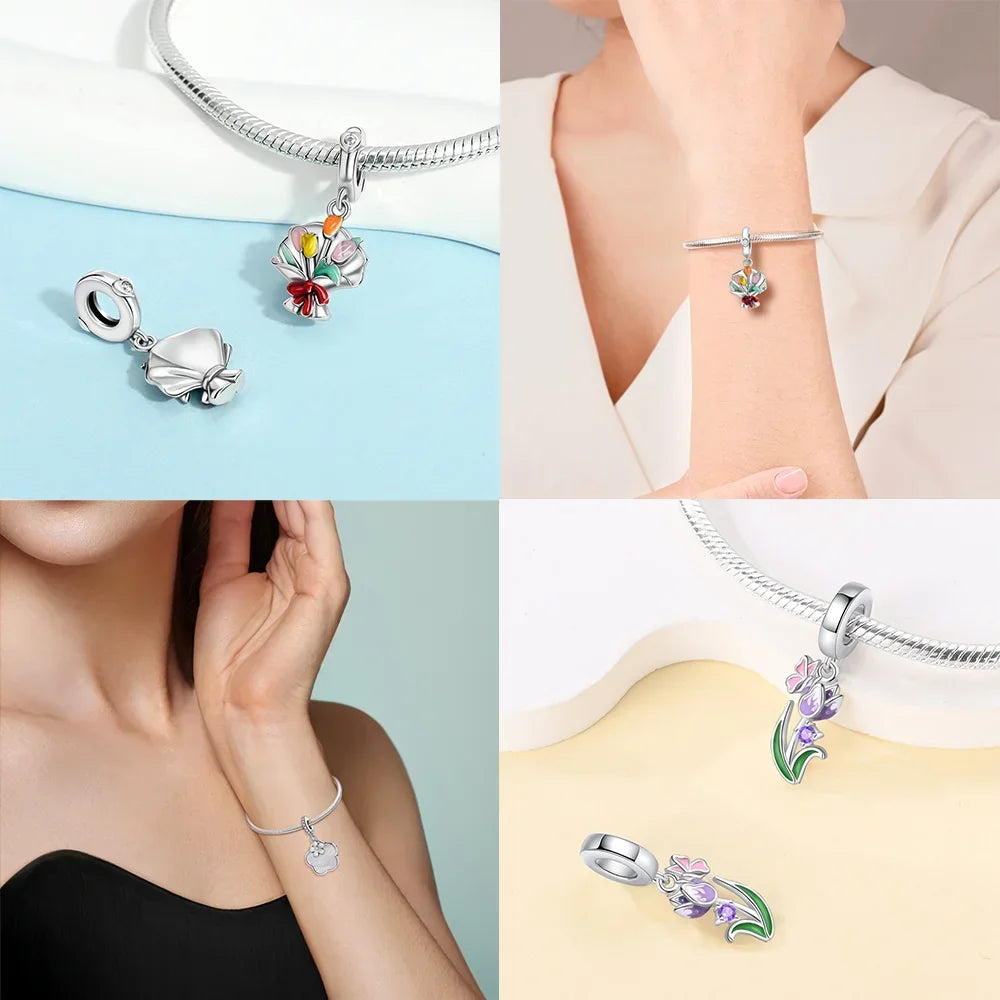 Exquisite 925 Sterling Silver Polychromatic Zircon Star Turtle Starfish Charms Beads Fit Original Bracelet Jewelry Holiday Gift