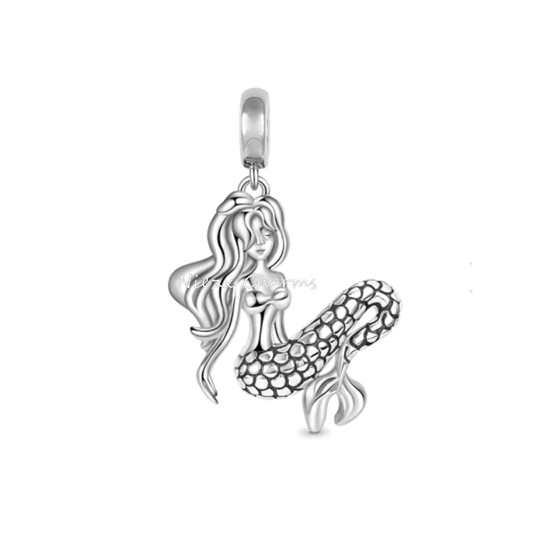 New 925 Sterling Silver Charm Fit Original Bracelet Accessories Women Jewelry Blue Ocean Series Mermaid Sea Shell Octopus