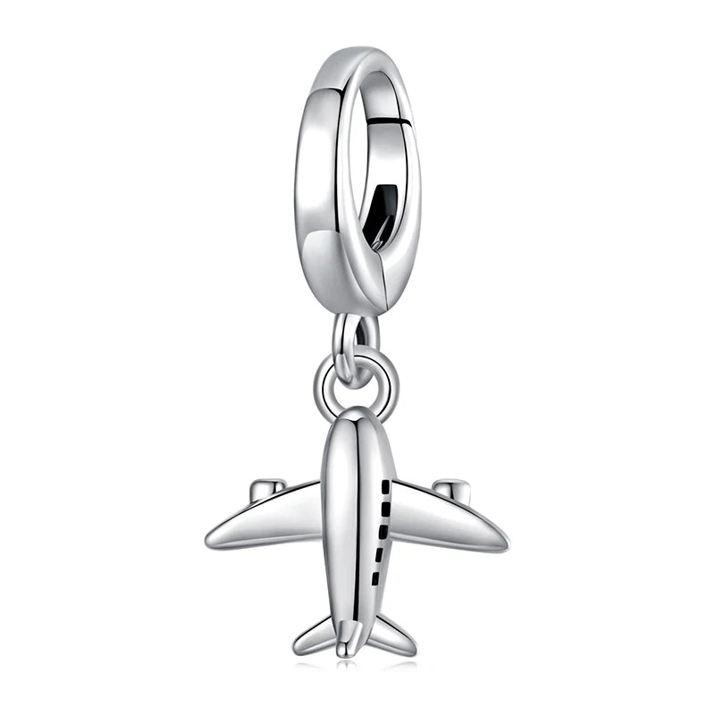 BAMOER Travel Serise Solid 925 Sterling Silver Passport Camera Airplane Charm Pendant fit Original Bracelet DIY Jewelry Beads