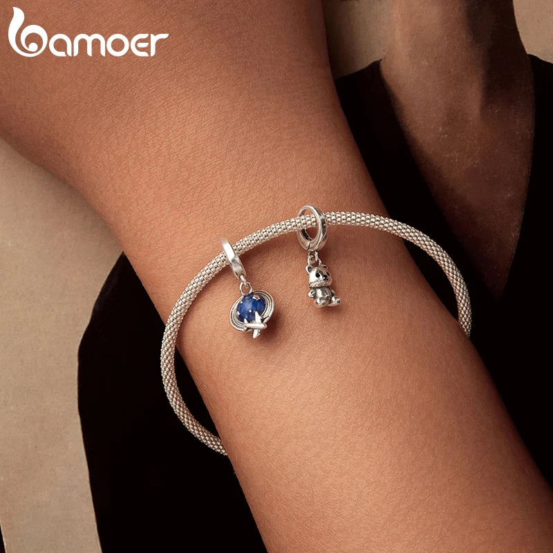 BAMOER Travel Serise Solid 925 Sterling Silver Passport Camera Airplane Charm Pendant fit Original Bracelet DIY Jewelry Beads