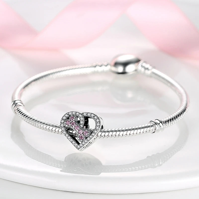 Heart Shape Series 925 Sterling Silver Charms Beads Fit Original Bangle Bracelet Pendants Diy Jewelry Gift For Women