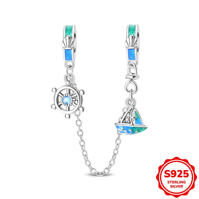 Charms Plata De Ley Blue and Green Pendant Beads Fits 3mm Bracelet Bangle Necklace For Women Luxury DIY Jewelry Making Fine Gift
