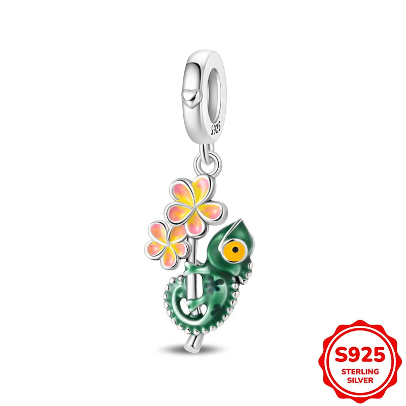 Charms Plata De Ley Blue and Green Pendant Beads Fits 3mm Bracelet Bangle Necklace For Women Luxury DIY Jewelry Making Fine Gift