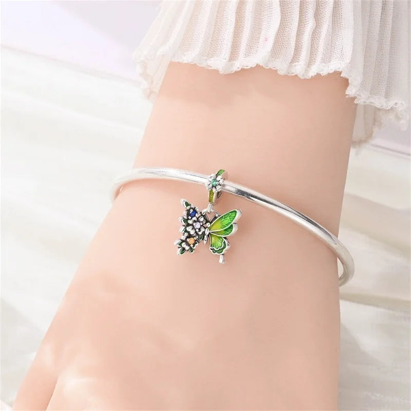 Charms Plata De Ley Blue and Green Pendant Beads Fits 3mm Bracelet Bangle Necklace For Women Luxury DIY Jewelry Making Fine Gift