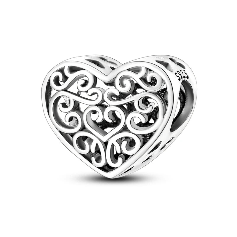 Heart Shape Series 925 Sterling Silver Charms Beads Fit Original Bangle Bracelet Pendants Diy Jewelry Gift For Women