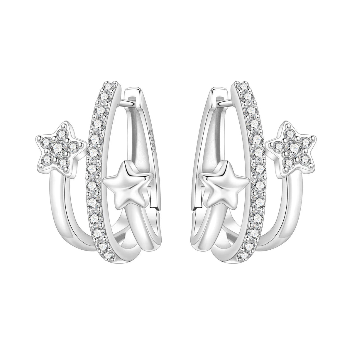 Orstarry Original 925 Sterling Silver Double Circle Colored Starry Sky Earrings Women Hoop Earring Anniversary Jewelry Gifts