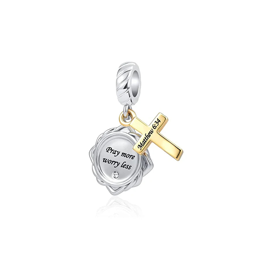 Europe New 925 Silver Tai Chi Bead Buddha Charm cross Saint Pendant DIY Women man Jewelry Fit Original Bracelet Accessories Gift