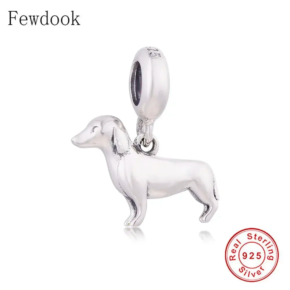 Fit Original Charm Bracelet Authentic 925 Sterling Silver Lovely Yorkie Dog With Bow In Head Bead For Making Women Berloque 2022