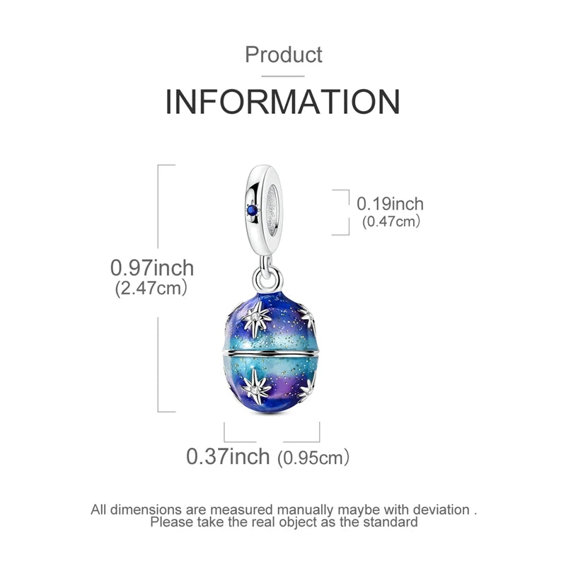 925 Silver Charms Van Gogh Starry Night Easter Egg Beads Pendant Fit 925 Original Bracelet DIY Woman Jewelry Gift