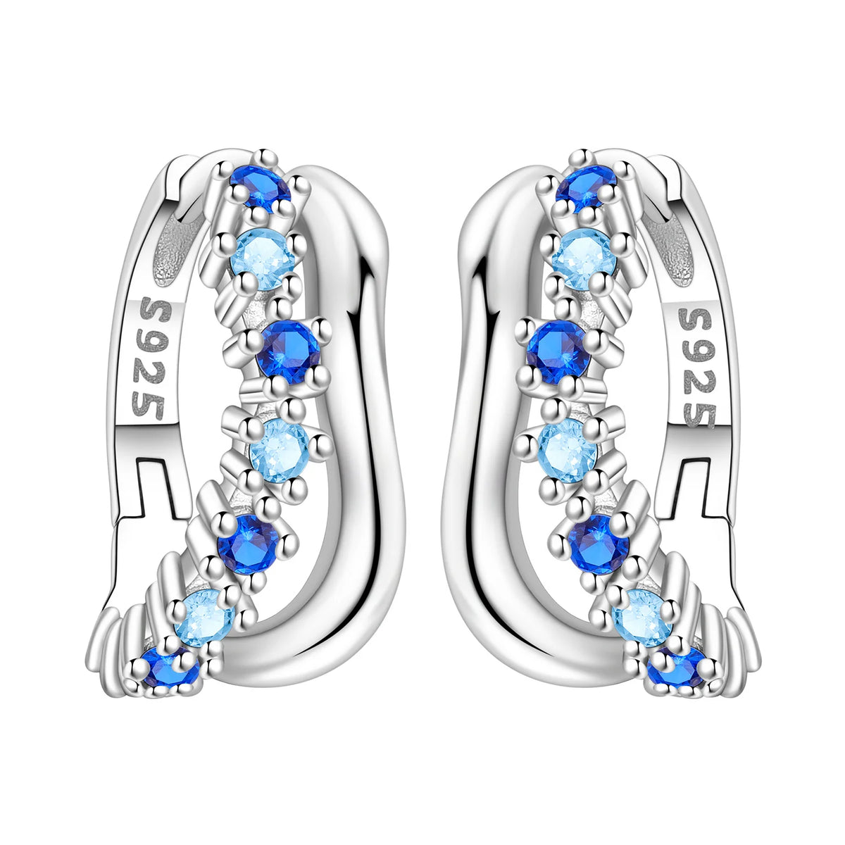 Orstarry Original 925 Sterling Silver Double Circle Colored Starry Sky Earrings Women Hoop Earring Anniversary Jewelry Gifts
