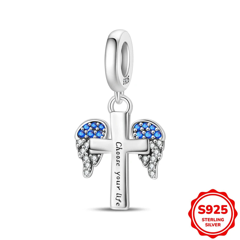 Charms Plata De Ley Blue and Green Pendant Beads Fits 3mm Bracelet Bangle Necklace For Women Luxury DIY Jewelry Making Fine Gift