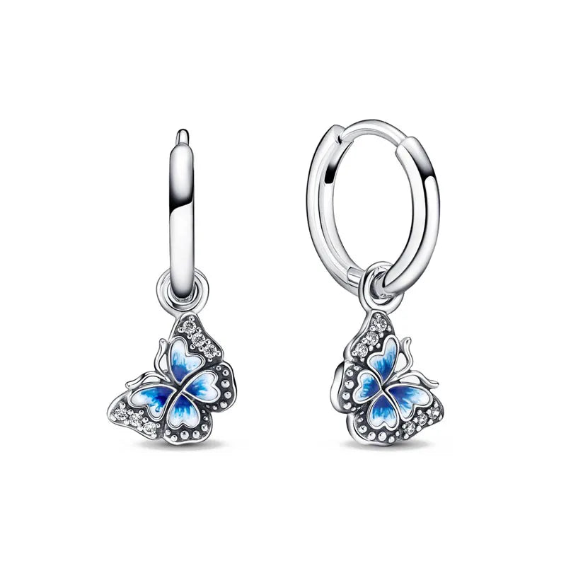 Hot Selling 925 Silver Butterfly Snowflake Heart-Shaped Swallow Earrings,Suitable for European Women's Exquisite Jewelry Gifts ﻿