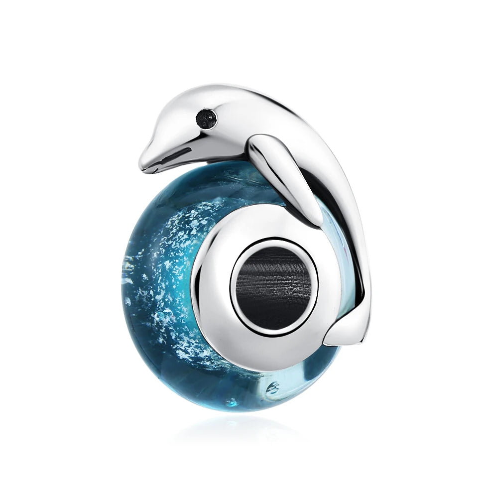 New 925 Sterling Silver Charm Fit Original Bracelet Accessories Women Jewelry Blue Ocean Series Mermaid Sea Shell Octopus