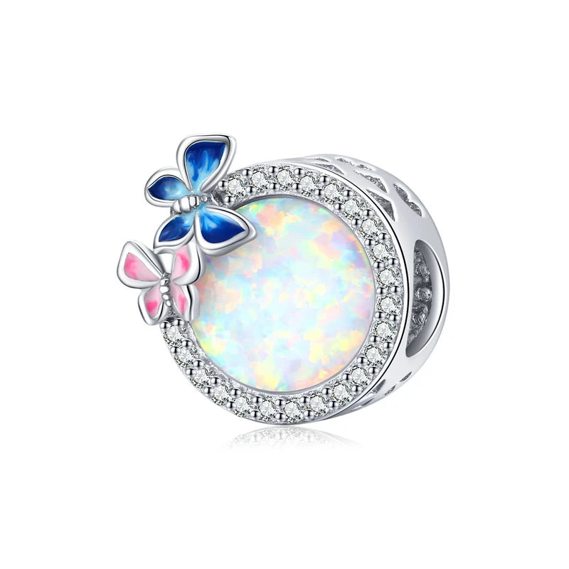 BISAER Secret Garden Beads 925 Sterling Silver Flower Bee Cat Animal Charms Pendant Fit DIY Bracelet Necklace Jewelry