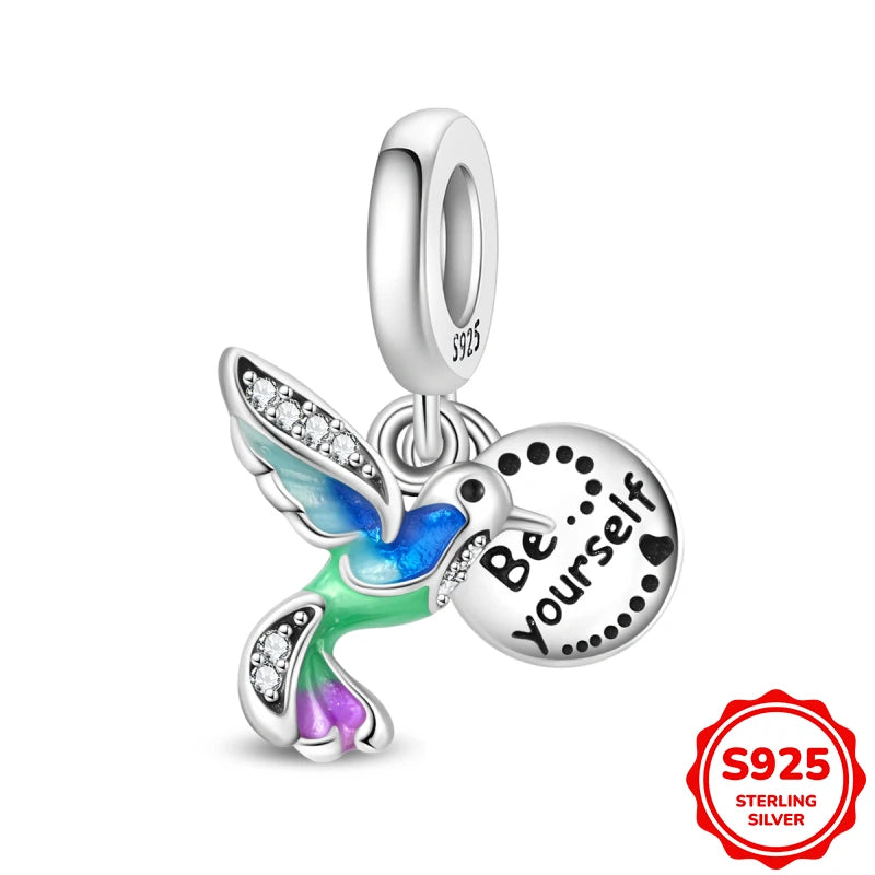 Charms Plata De Ley Blue and Green Pendant Beads Fits 3mm Bracelet Bangle Necklace For Women Luxury DIY Jewelry Making Fine Gift