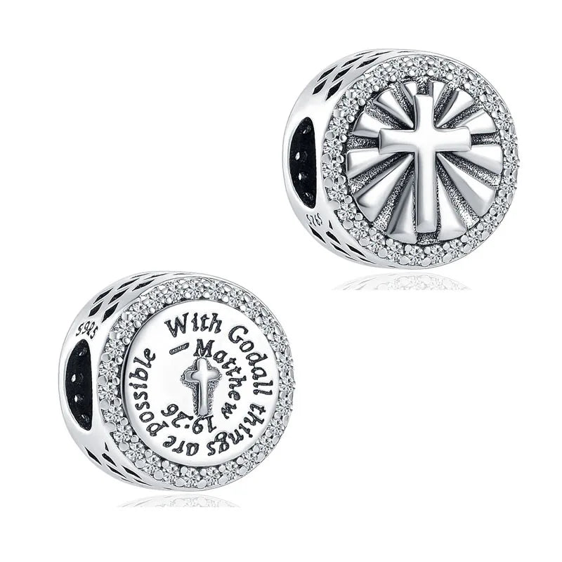 Europe New 925 Silver Tai Chi Bead Buddha Charm cross Saint Pendant DIY Women man Jewelry Fit Original Bracelet Accessories Gift