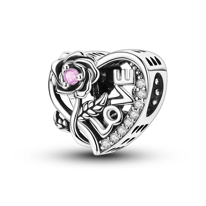 Heart Shape Series 925 Sterling Silver Charms Beads Fit Original Bangle Bracelet Pendants Diy Jewelry Gift For Women