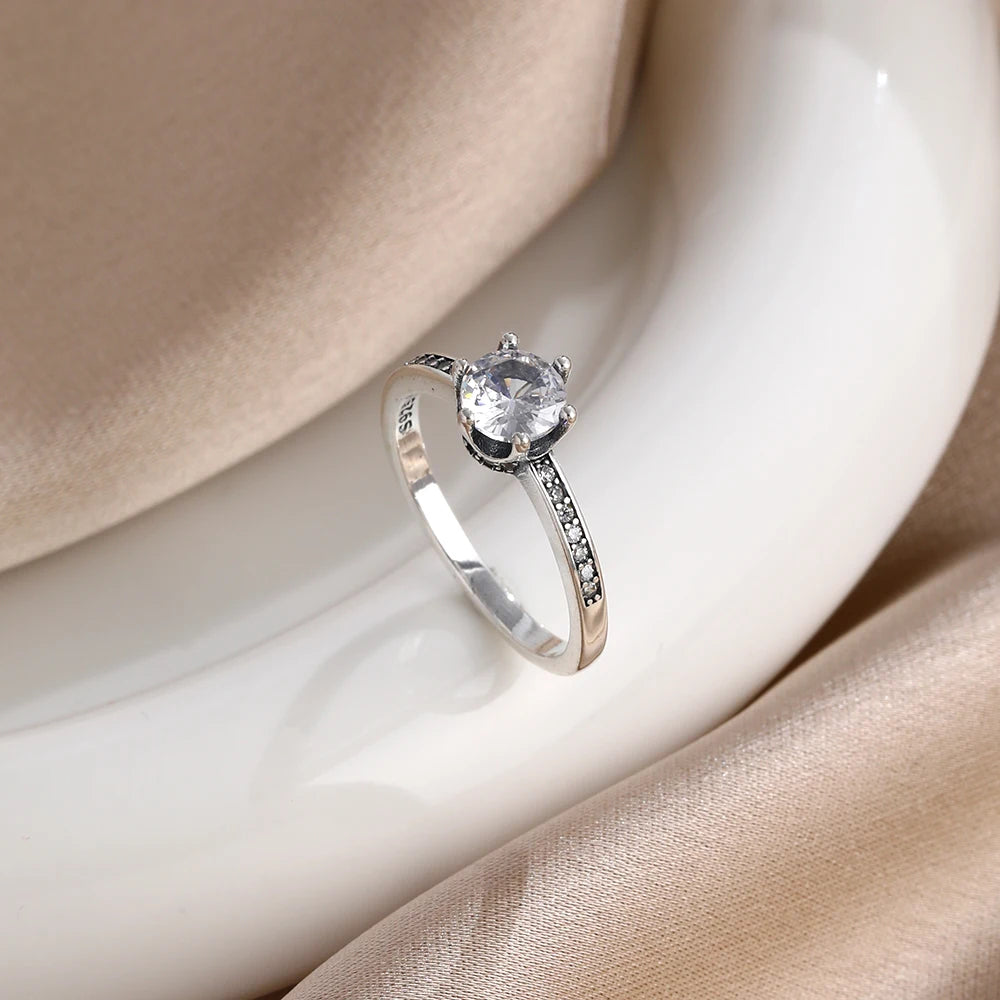 New S925 Silver Shining zircon Ring Women Geometric Design Minimalist Fashion Jewelry Engagement Wedding Party Gifts Trendy