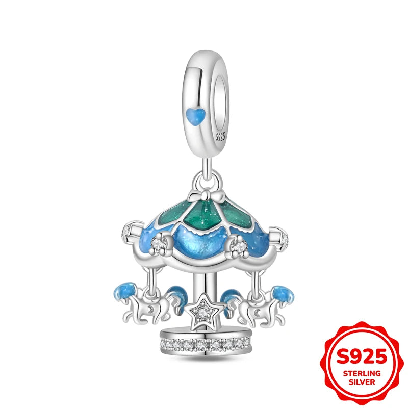 Charms Plata De Ley Blue and Green Pendant Beads Fits 3mm Bracelet Bangle Necklace For Women Luxury DIY Jewelry Making Fine Gift