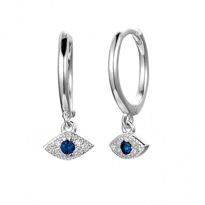 VENTFILLE 925 Sterling Silver Devil's EyeEarrings For Women Simple Cute Zircon Ear Buckle Retro Jewelry Wholesale