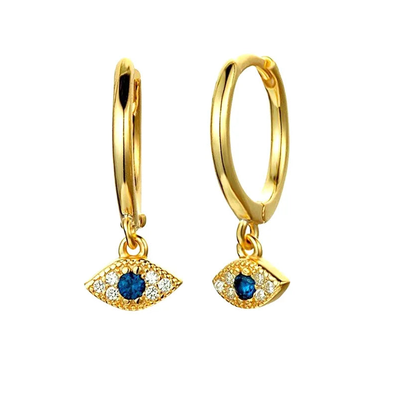 VENTFILLE 925 Sterling Silver Devil's EyeEarrings For Women Simple Cute Zircon Ear Buckle Retro Jewelry Wholesale