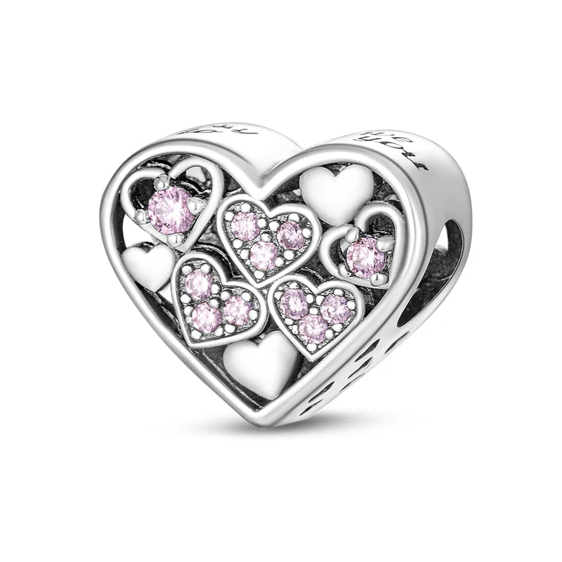 Heart Shape Series 925 Sterling Silver Charms Beads Fit Original Bangle Bracelet Pendants Diy Jewelry Gift For Women
