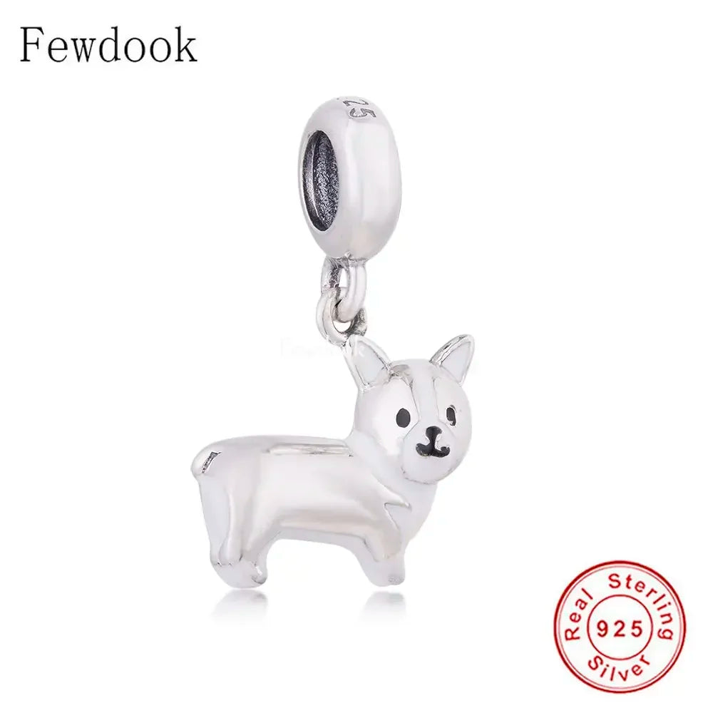 Fit Original Charm Bracelet Authentic 925 Sterling Silver Lovely Yorkie Dog With Bow In Head Bead For Making Women Berloque 2022