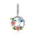 BISAER Secret Garden Beads 925 Sterling Silver Flower Bee Cat Animal Charms Pendant Fit DIY Bracelet Necklace Jewelry