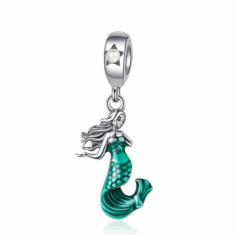 New 925 Sterling Silver Charm Fit Original Bracelet Accessories Women Jewelry Blue Ocean Series Mermaid Sea Shell Octopus